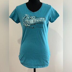 E.M.I M Blue “Smoky Mountains” Graphic Women's Top 378